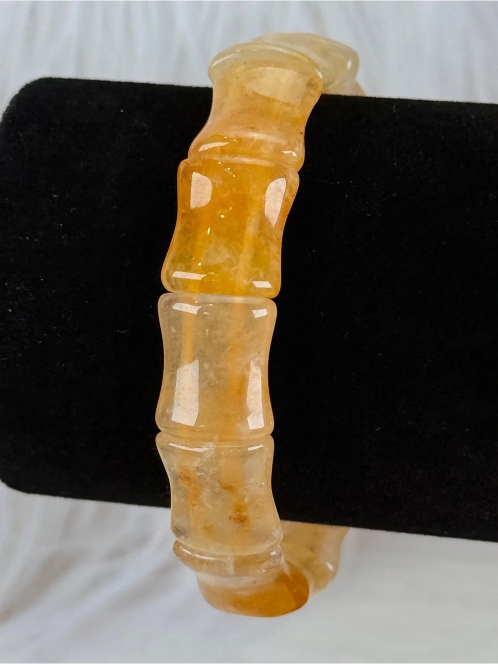 Citrine Beaded Bamboo Shape Stretch Bracelet
